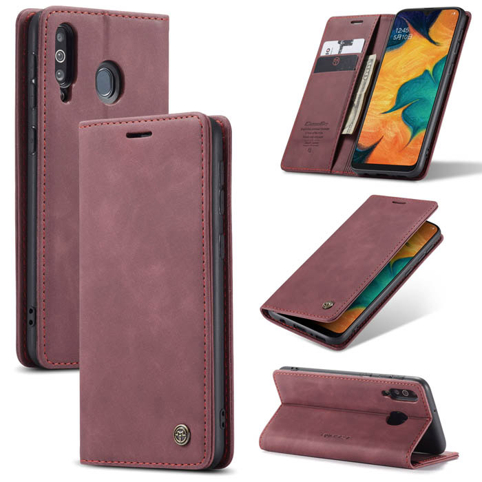 CaseMe Samsung Galaxy A40S Wallet Kickstand Magnetic Case Red - Click Image to Close