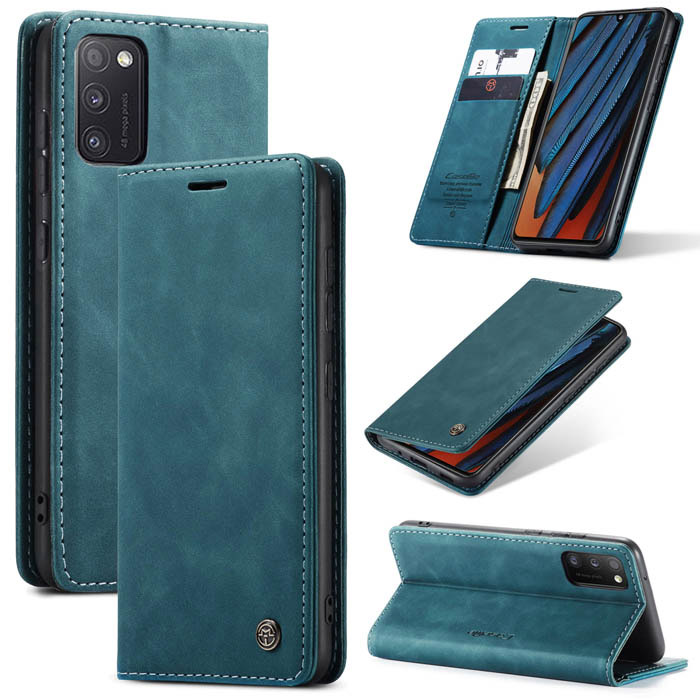CaseMe Samsung Galaxy A41 Wallet Stand Magnetic Case Blue - Click Image to Close