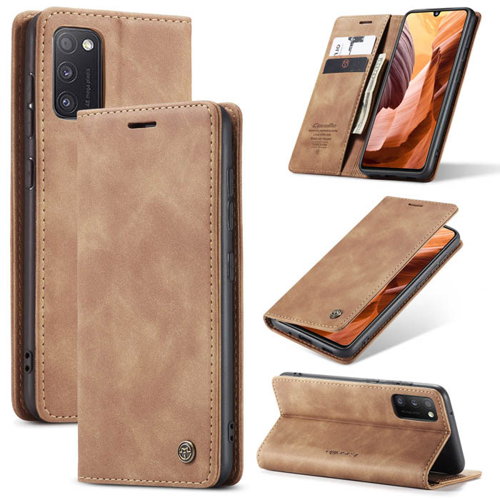 CaseMe Samsung Galaxy A41 Wallet Stand Magnetic Case Brown