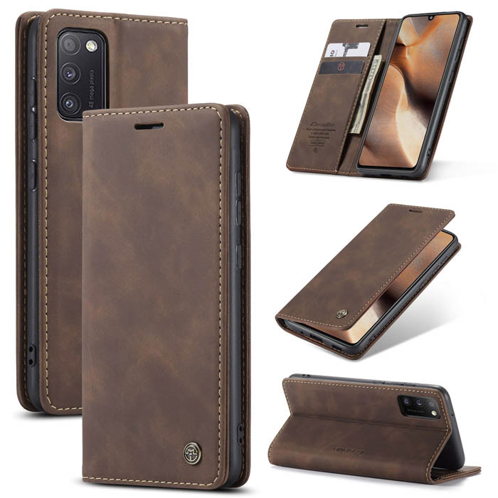 CaseMe Samsung Galaxy A41 Wallet Stand Magnetic Case Coffee - Click Image to Close