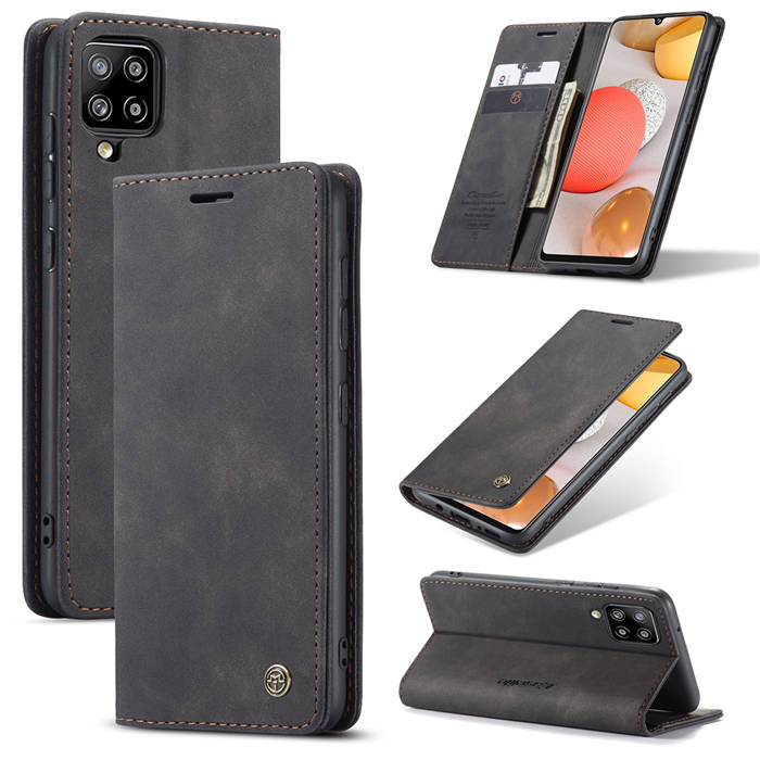 CaseMe Samsung Galaxy A42 5G Wallet Stand Magnetic Case Black - Click Image to Close