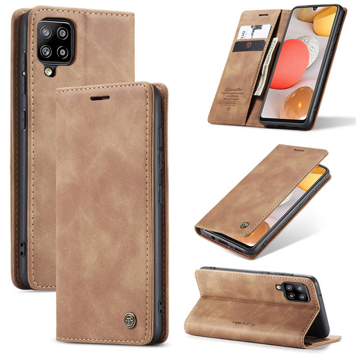 CaseMe Samsung Galaxy A42 5G Wallet Stand Magnetic Case Brown