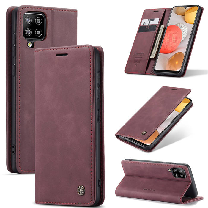 CaseMe Samsung Galaxy A42 5G Wallet Stand Magnetic Case Red - Click Image to Close
