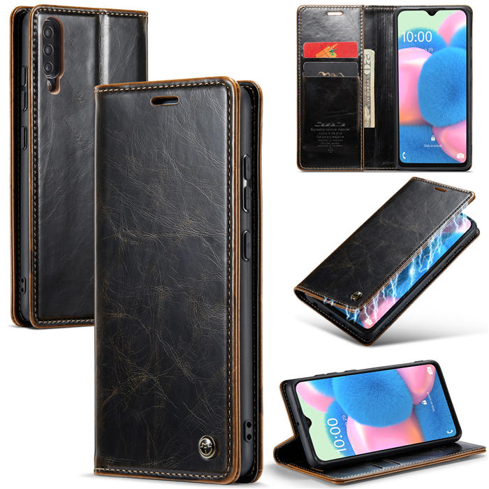 CaseMe Samsung Galaxy A50 Wallet Kickstand Magnetic Case Coffee - Click Image to Close