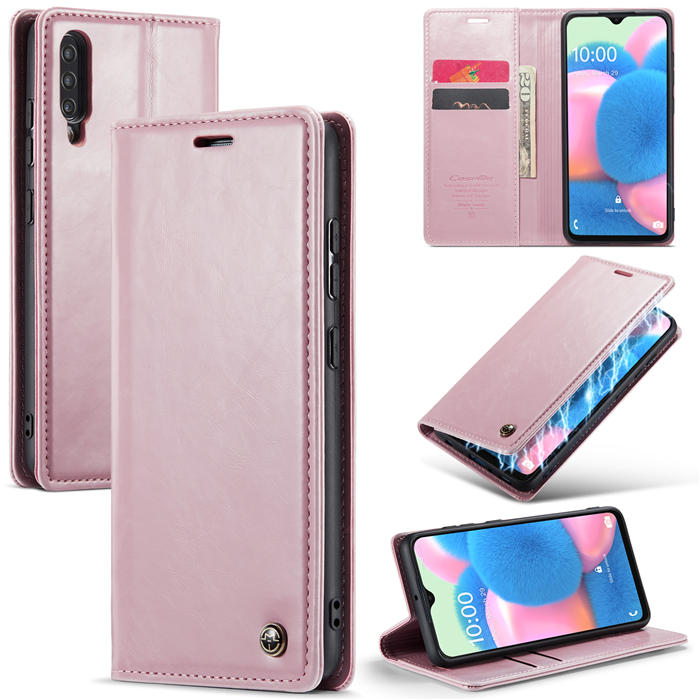 CaseMe Samsung Galaxy A50 Wallet Kickstand Magnetic Case Pink - Click Image to Close