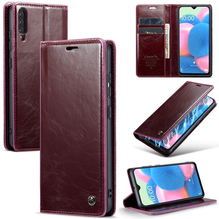 CaseMe Samsung Galaxy A50 Wallet Kickstand Magnetic Case Red - Click Image to Close