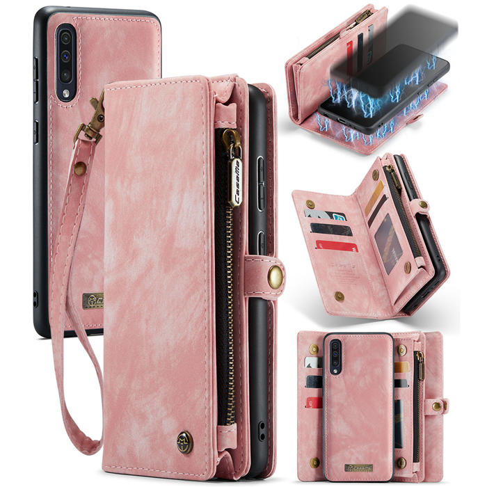CaseMe Samsung Galaxy A50 Wallet Case with Wrist Strap Pink - Click Image to Close