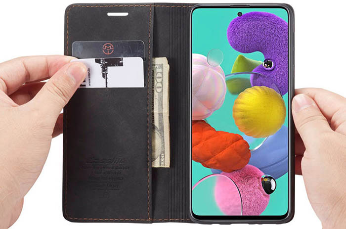 CaseMe Samsung Galaxy A51 Wallet Kickstand Magnetic Flip Leather Case
