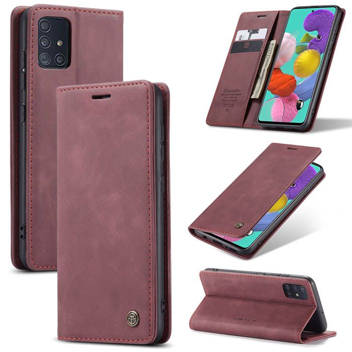 CaseMe Samsung Galaxy A51 Wallet Kickstand Magnetic Case Red - Click Image to Close