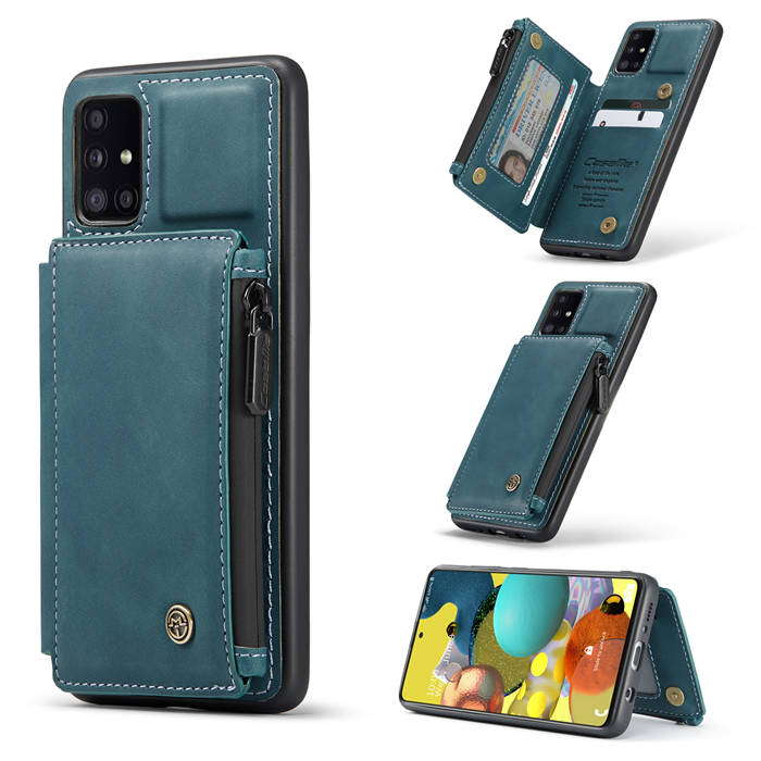 CaseMe Samsung Galaxy A51 Zipper Pocket Card Slots Cover Blue