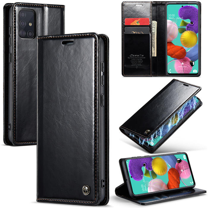 CaseMe Samsung Galaxy A51 4G Wallet Magnetic Case Black - Click Image to Close