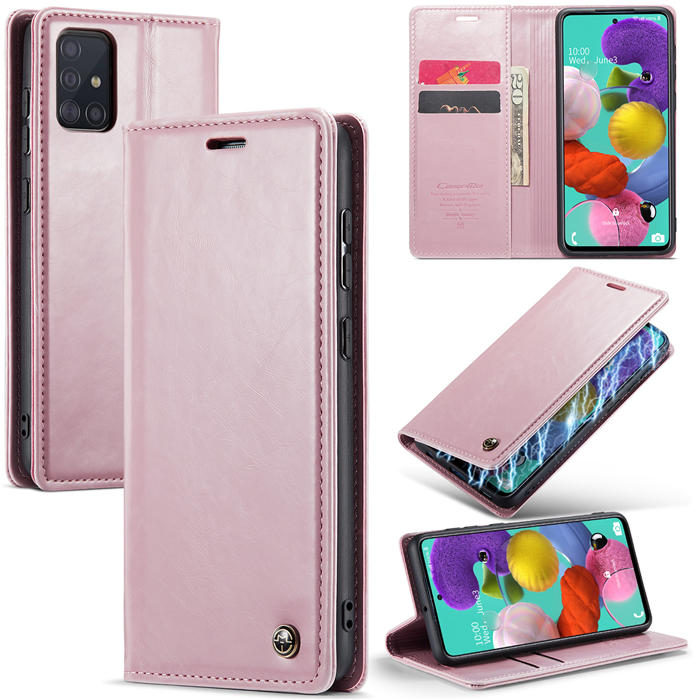 CaseMe Samsung Galaxy A51 4G Wallet Magnetic Case Pink - Click Image to Close