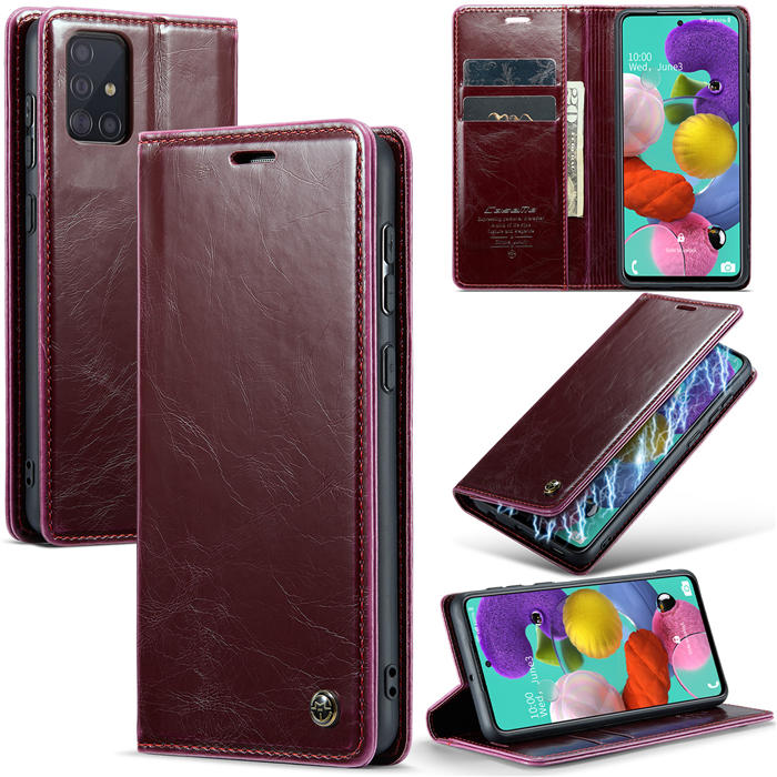 CaseMe Samsung Galaxy A51 4G Wallet Magnetic Case Red - Click Image to Close