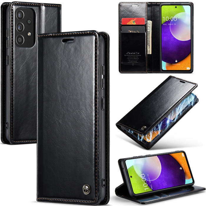 CaseMe Samsung Galaxy A52 Wallet Magnetic Case Black - Click Image to Close