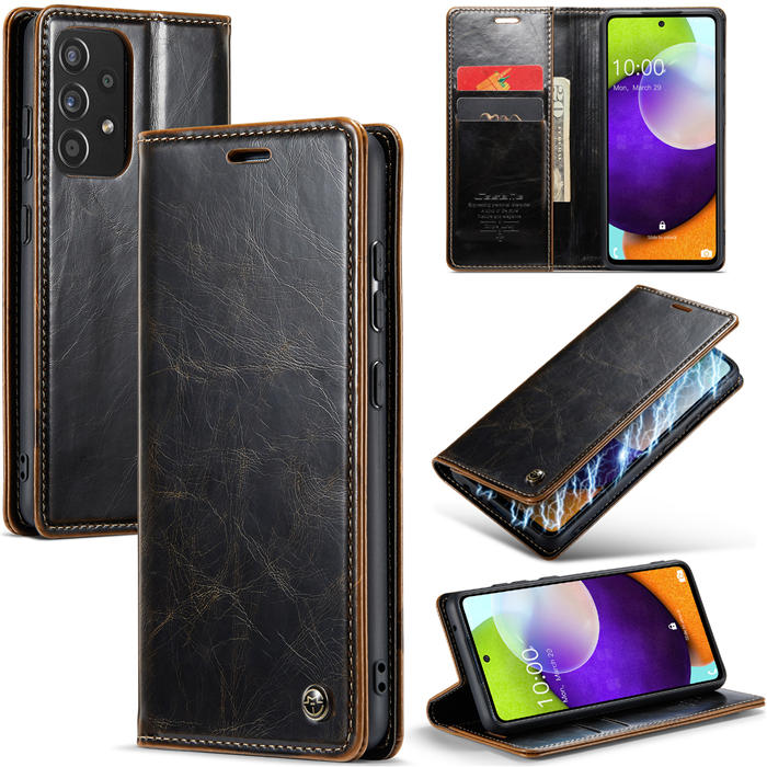 CaseMe Samsung Galaxy A52 Wallet Magnetic Case Coffee - Click Image to Close