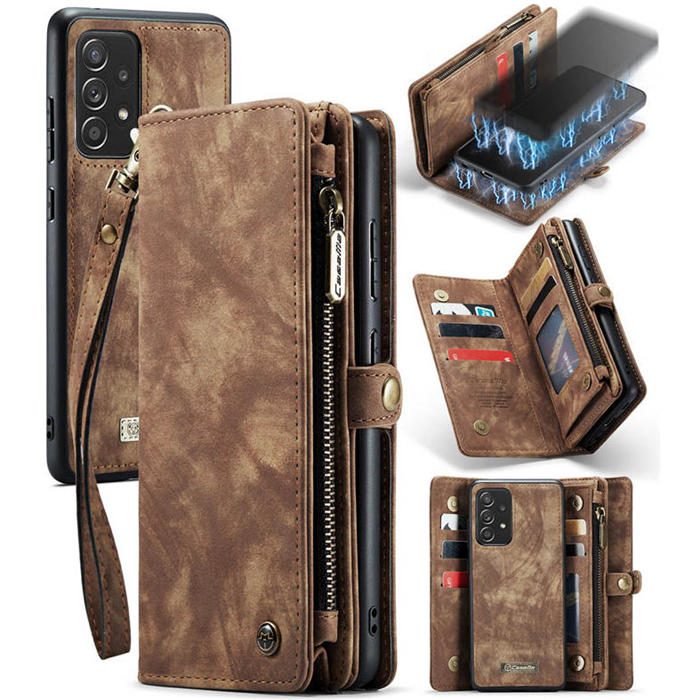 CaseMe Samsung Galaxy A72 Wallet Case with Wrist Strap Coffee - Click Image to Close