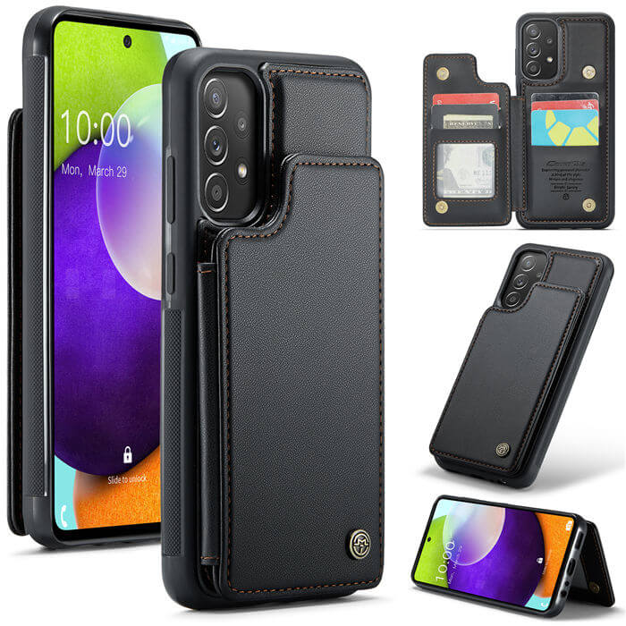 CaseMe Samsung Galaxy A52 RFID Blocking Card Holder Case Black - Click Image to Close