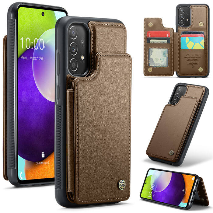 CaseMe Samsung Galaxy A52 RFID Blocking Card Holder Case Brown