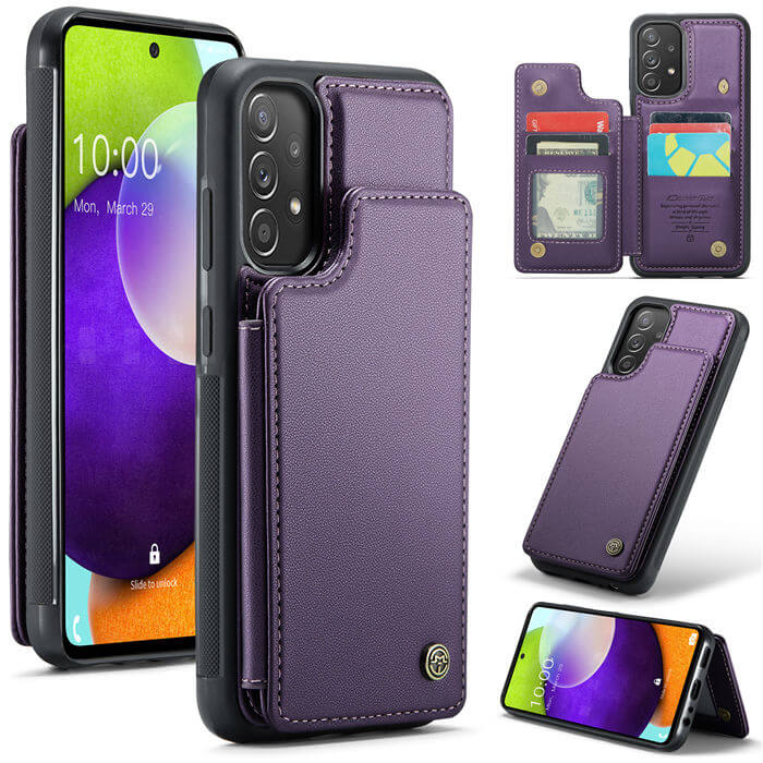 CaseMe Samsung Galaxy A52 RFID Blocking Card Holder Case Purple - Click Image to Close