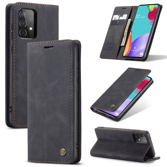 CaseMe Samsung Galaxy A52 5G Wallet Kickstand Magnetic Case Black - Click Image to Close
