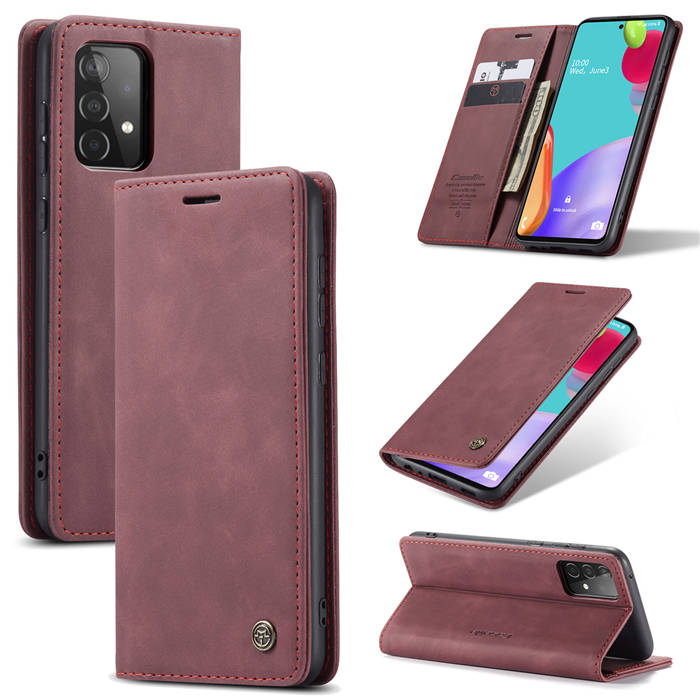 CaseMe Samsung Galaxy A52 5G Wallet Kickstand Magnetic Case Red - Click Image to Close