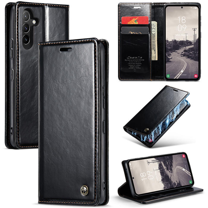 CaseMe Samsung Galaxy A54 5G Luxury Wallet Magnetic Case Black - Click Image to Close
