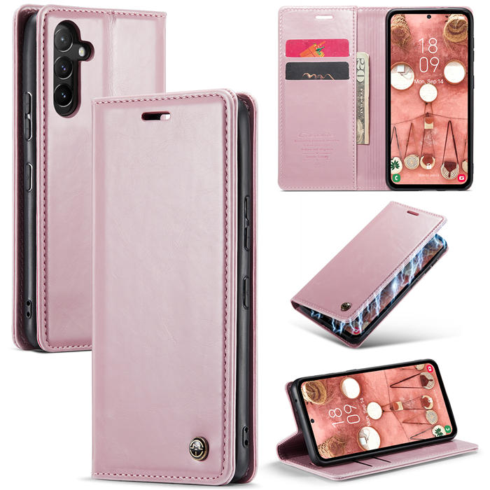 CaseMe Samsung Galaxy A54 5G Luxury Wallet Magnetic Case Pink - Click Image to Close