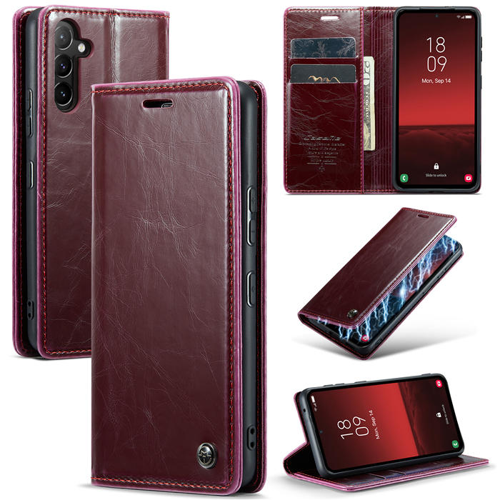 CaseMe Samsung Galaxy A54 5G Luxury Wallet Magnetic Case Red - Click Image to Close