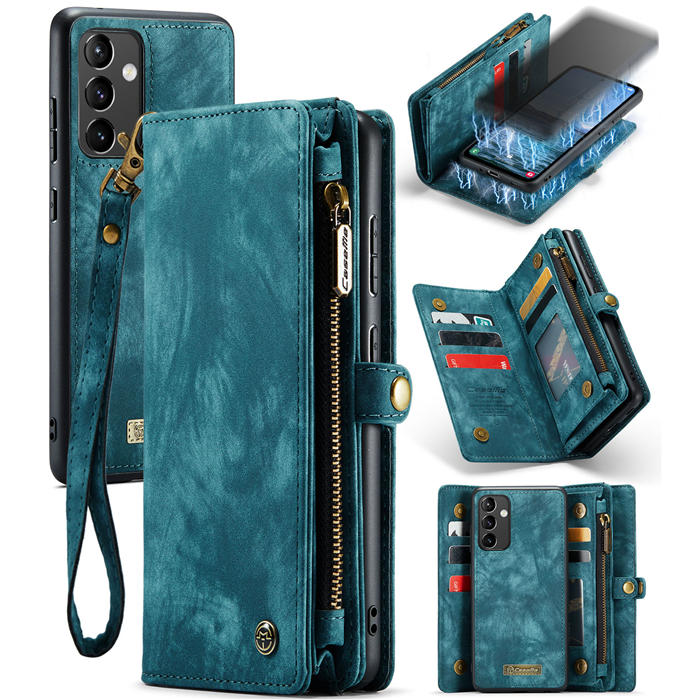 CaseMe Samsung Galaxy A54 5G Wallet Case with Wrist Strap Blue - Click Image to Close