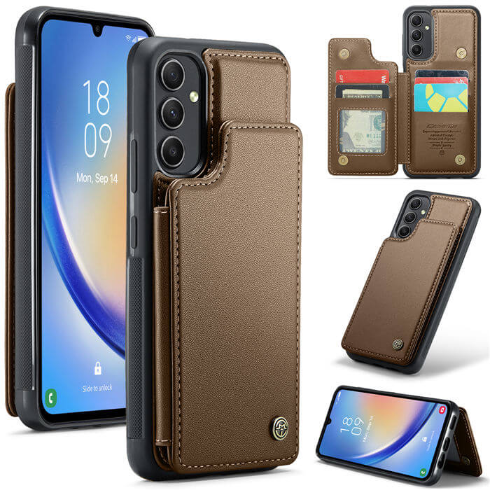 CaseMe Samsung Galaxy A54 RFID Blocking Card Holder Case Brown