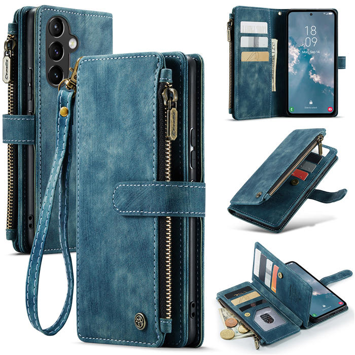 CaseMe Samsung Galaxy A54 Wallet Kickstand Case Blue - Click Image to Close