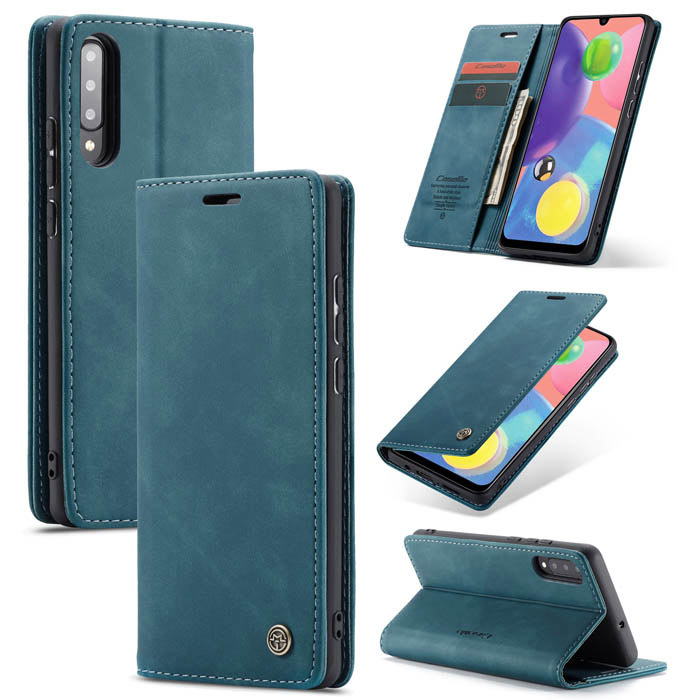 CaseMe Samsung Galaxy A70S Wallet Kickstand Magnetic Case Blue - Click Image to Close