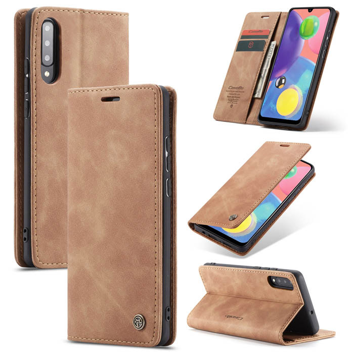 CaseMe Samsung Galaxy A70S Wallet Kickstand Magnetic Case Brown - Click Image to Close