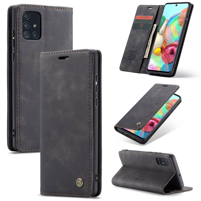 CaseMe Samsung Galaxy A71 Wallet Magnetic Kickstand Case Black