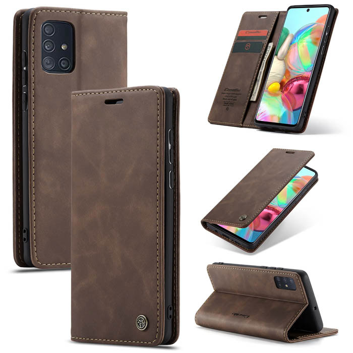 CaseMe Samsung Galaxy A71 Wallet Magnetic Kickstand Case Coffee