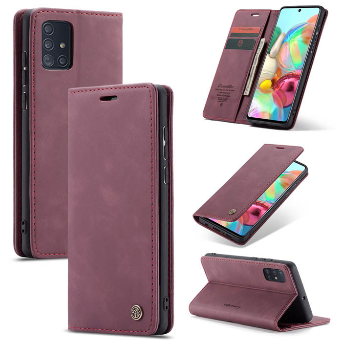 CaseMe Samsung Galaxy A71 Wallet Magnetic Kickstand Case Red - Click Image to Close