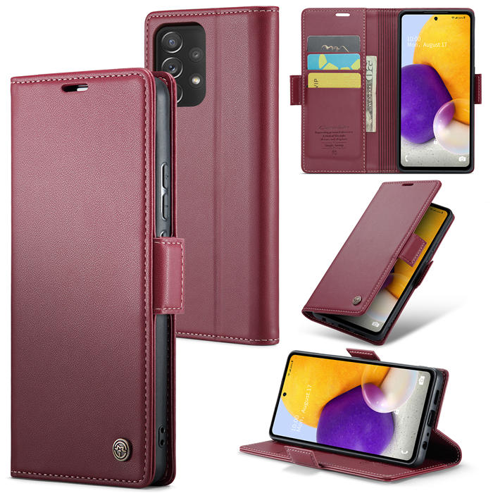 CaseMe Samsung Galaxy A72 Wallet RFID Blocking Magnetic Buckle Case Red