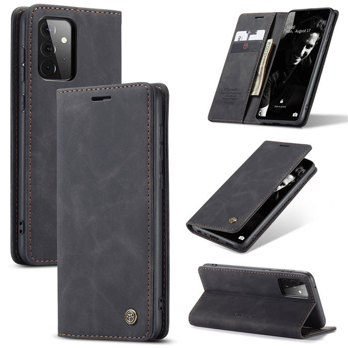 CaseMe Samsung Galaxy A72 Wallet Kickstand Magnetic Case Black - Click Image to Close