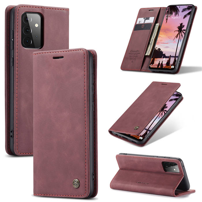 CaseMe Samsung Galaxy A72 Wallet Kickstand Magnetic Case Red - Click Image to Close