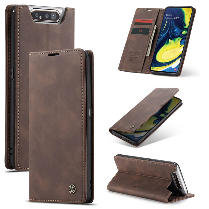 CaseMe Samsung Galaxy A80 Wallet Stand Magnetic Flip Case Coffee - Click Image to Close