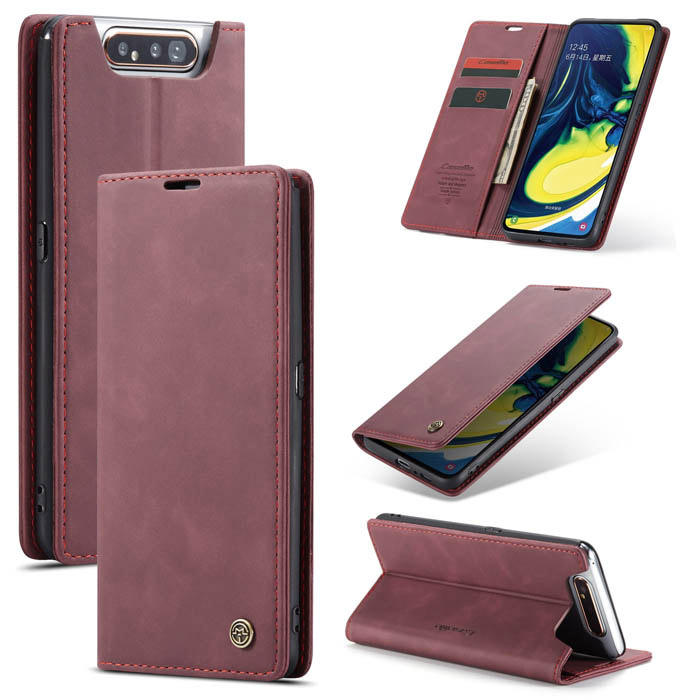 CaseMe Samsung Galaxy A80 Wallet Stand Magnetic Flip Case Red - Click Image to Close