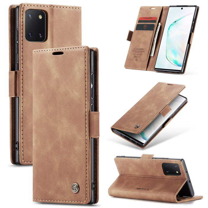 CaseMe Samsung Galaxy A81/Note 10 Lite Wallet Case Brown - Click Image to Close