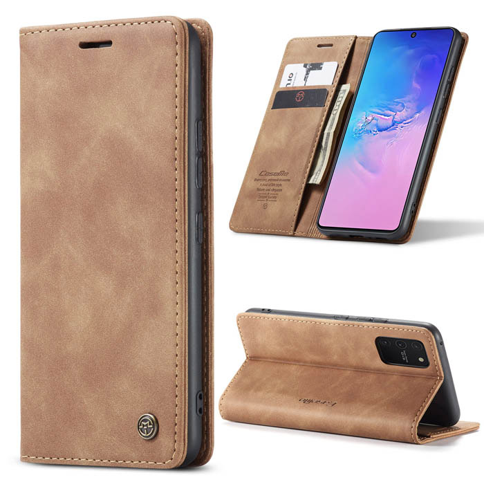 CaseMe Samsung Galaxy A91/S10 Lite Wallet Magnetic Case Brown - Click Image to Close