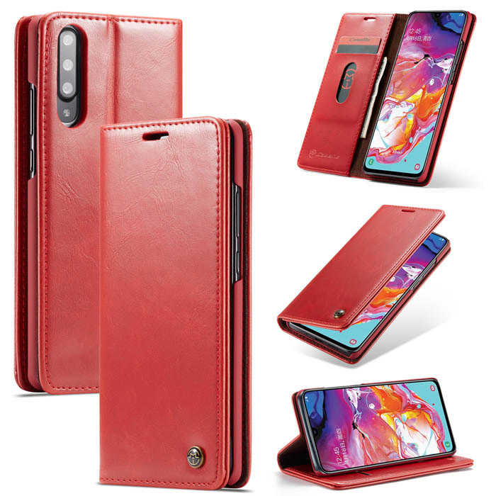 CaseMe Samsung Galaxy A70 Magnetic Flip Wallet Stand Case Red