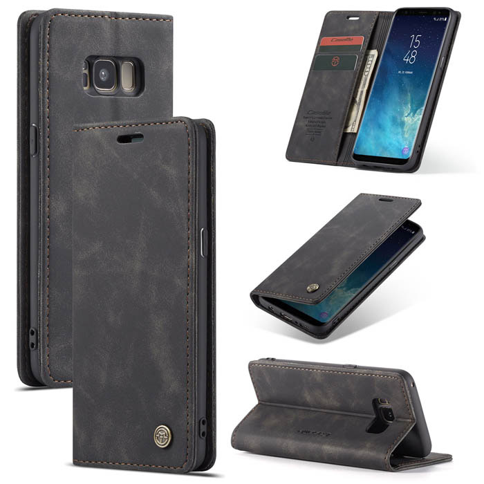 CaseMe Samsung Galaxy S8 Wallet Stand Magnetic Flip Case Black - Click Image to Close