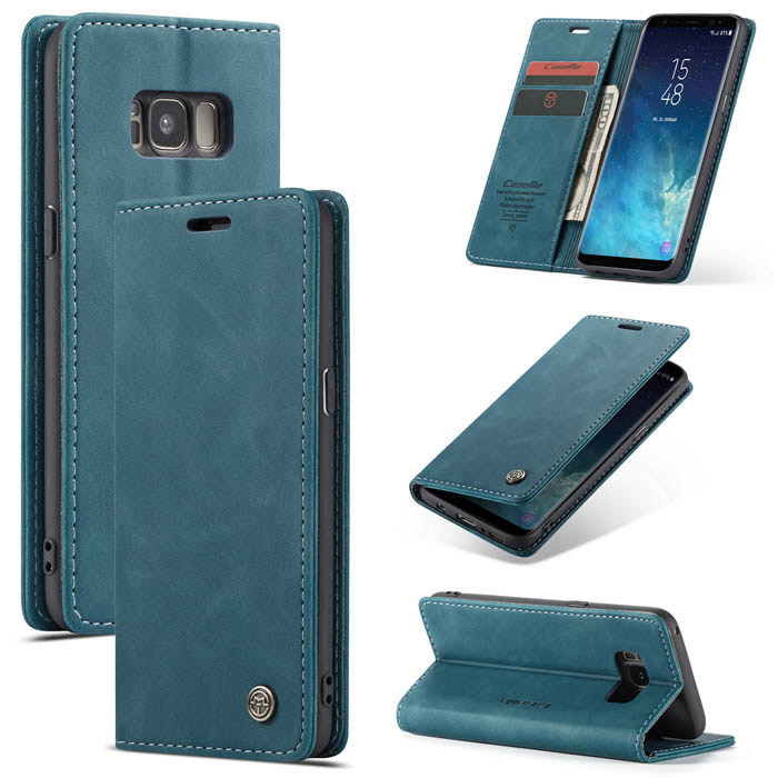 CaseMe Samsung Galaxy S8 Wallet Stand Magnetic Flip Case Blue