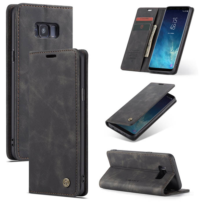 CaseMe Samsung Galaxy S8 Plus Wallet Magnetic Flip Case Black