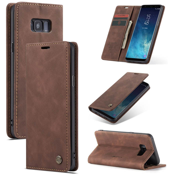 CaseMe Samsung Galaxy S8 Plus Wallet Magnetic Flip Case Coffee