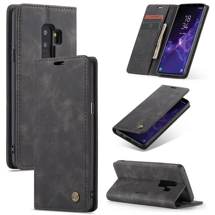 CaseMe Samsung Galaxy S9 Plus Wallet Kickstand Case Black - Click Image to Close