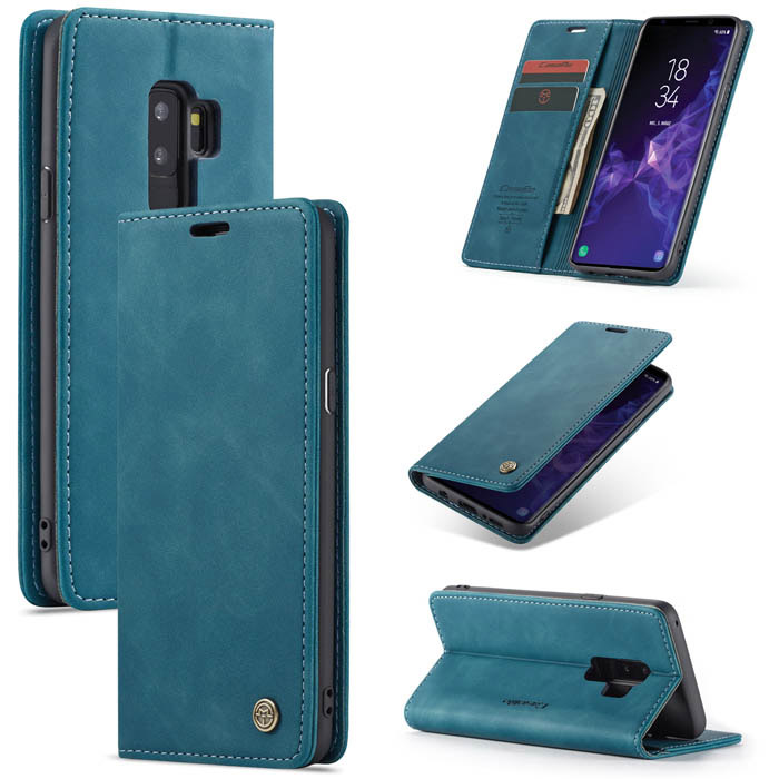 CaseMe Samsung Galaxy S9 Plus Wallet Kickstand Case Blue - Click Image to Close